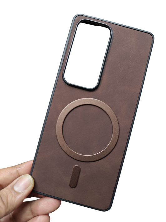 Vivo V30 / V30 Pro 5G Magsafe Premium Quality Leather ( Side Soft, Back Hard ) Back Cover Case