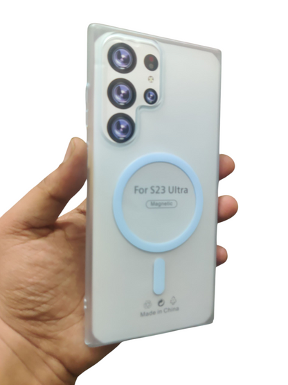 Samsung S23 Ultra 5G Premium Quality Magsafe Matte Hard Plastic Back Cover Case - Royal Star