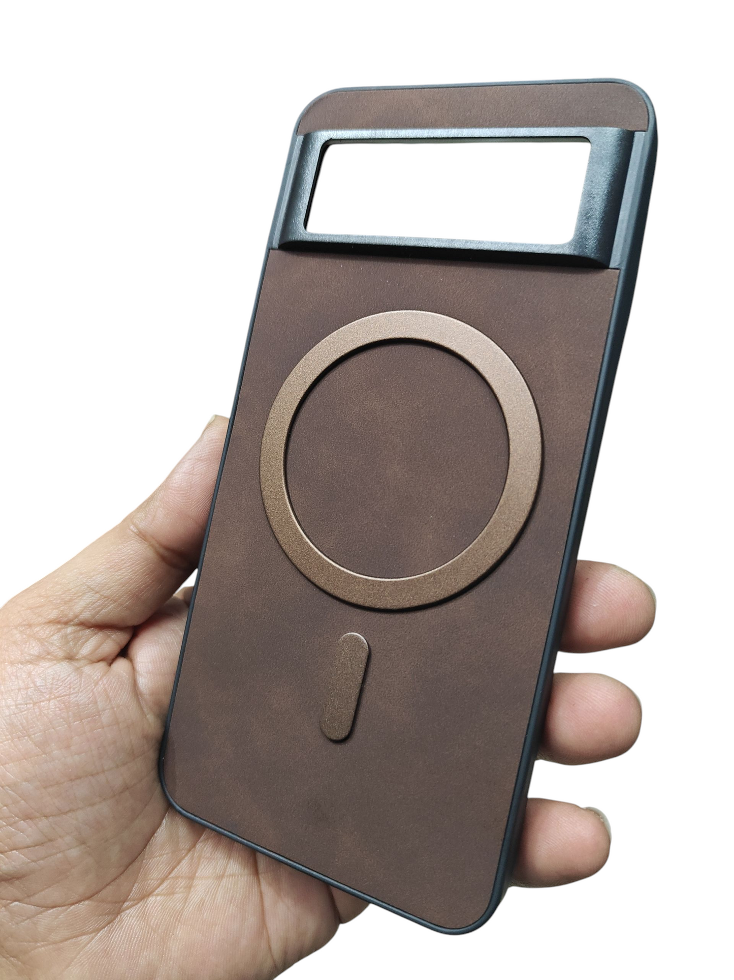 Google Pixel 8 5G Magsafe Premium Quality Leather ( Side Soft, Back Hard ) Back Cover Case