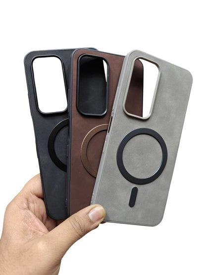 Infinix Hot 60 5G Magsafe Premium Quality Leather ( Side Soft, Back Hard ) Back Cover Case - Royal Star