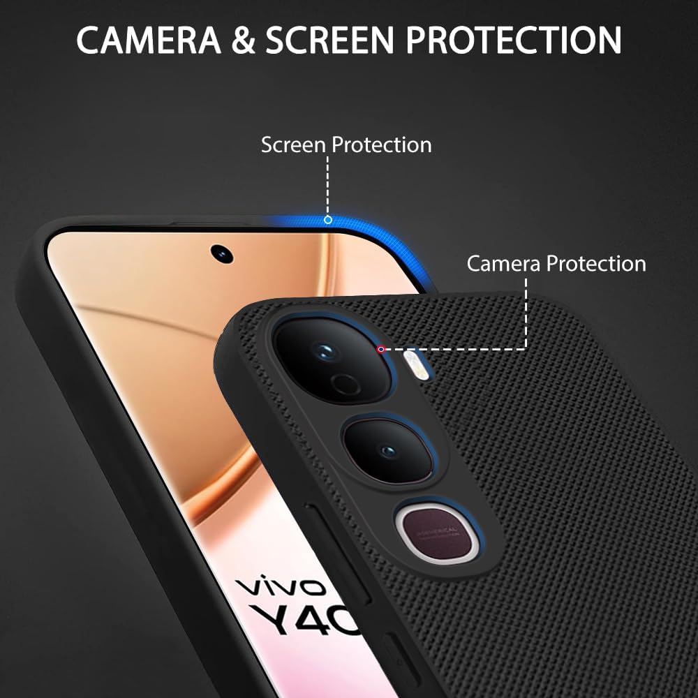 Vivo Y400 Pro 5G Premium Quality Silicon Soft Frosted Dotted Back Cover Case ( Black Color ) - Royal Star
