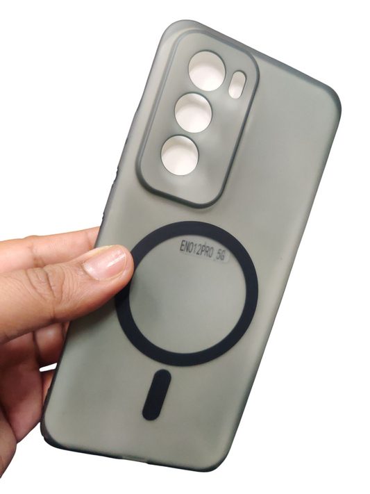 Oppo Reno 12 Pro 5G Premium Quality Magsafe Matte Hard Plastic Back Cover Case