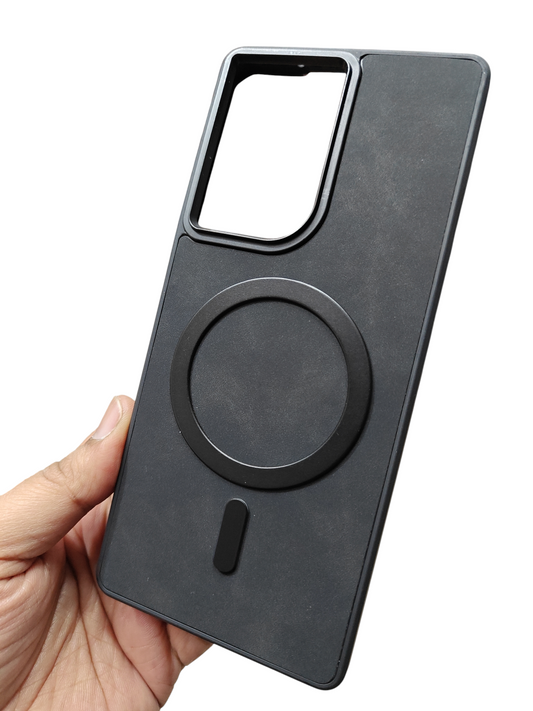 Motorola Moto Edge 50 Fusion / Moto G96 / Moto G85 5G Magsafe Premium Quality Leather ( Side Soft, Back Hard ) Back Cover Case