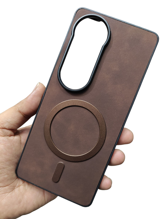 Vivo V40 / Vivo V40 Pro / T3 Ultra 5G Magsafe Premium Quality Leather ( Side Soft, Back Hard ) Back Cover Case