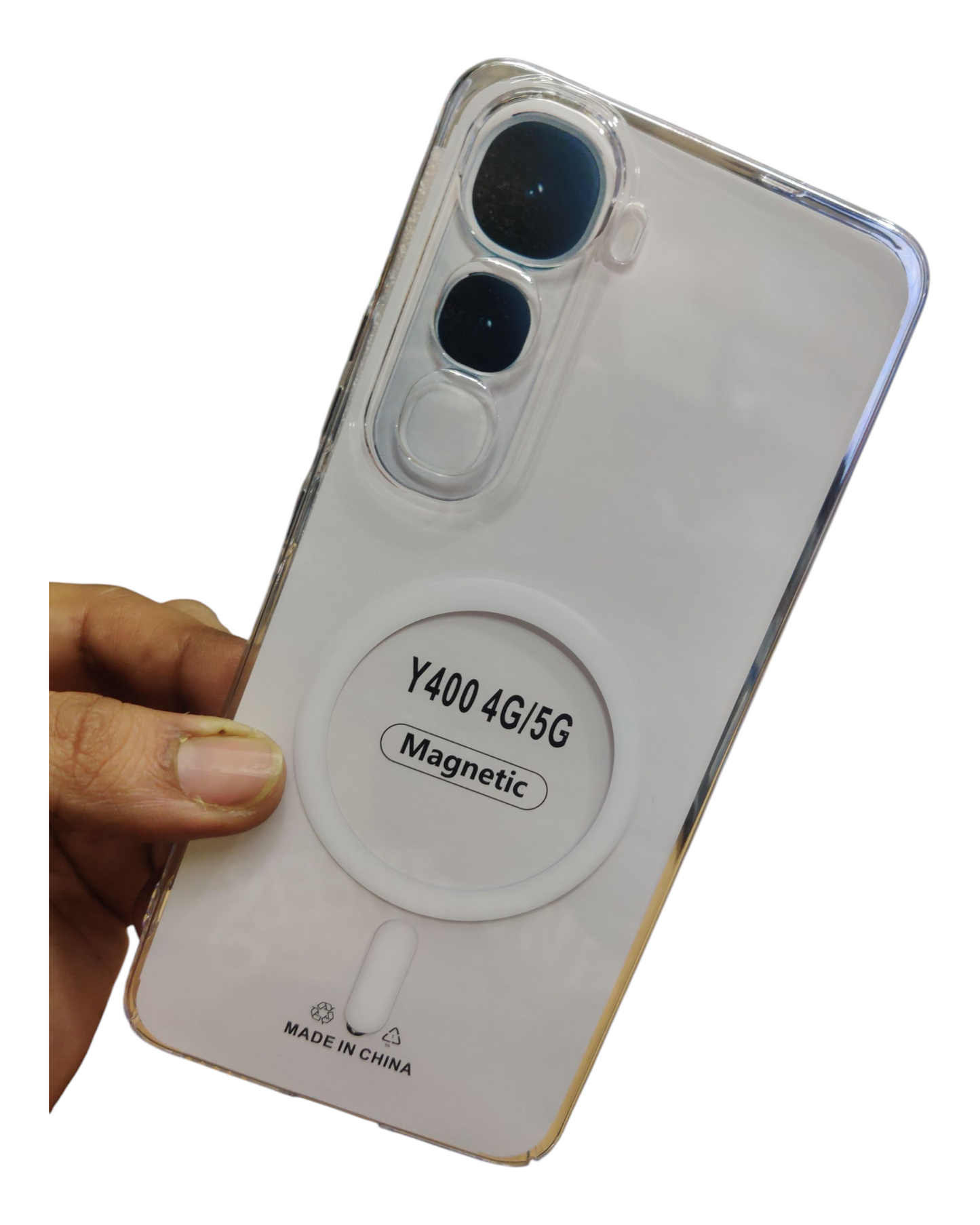 Vivo Y400 4G / 5G Anti Yellow Premium Quality Magsafe Crystal Clear Hard Plastic Back Cover Case