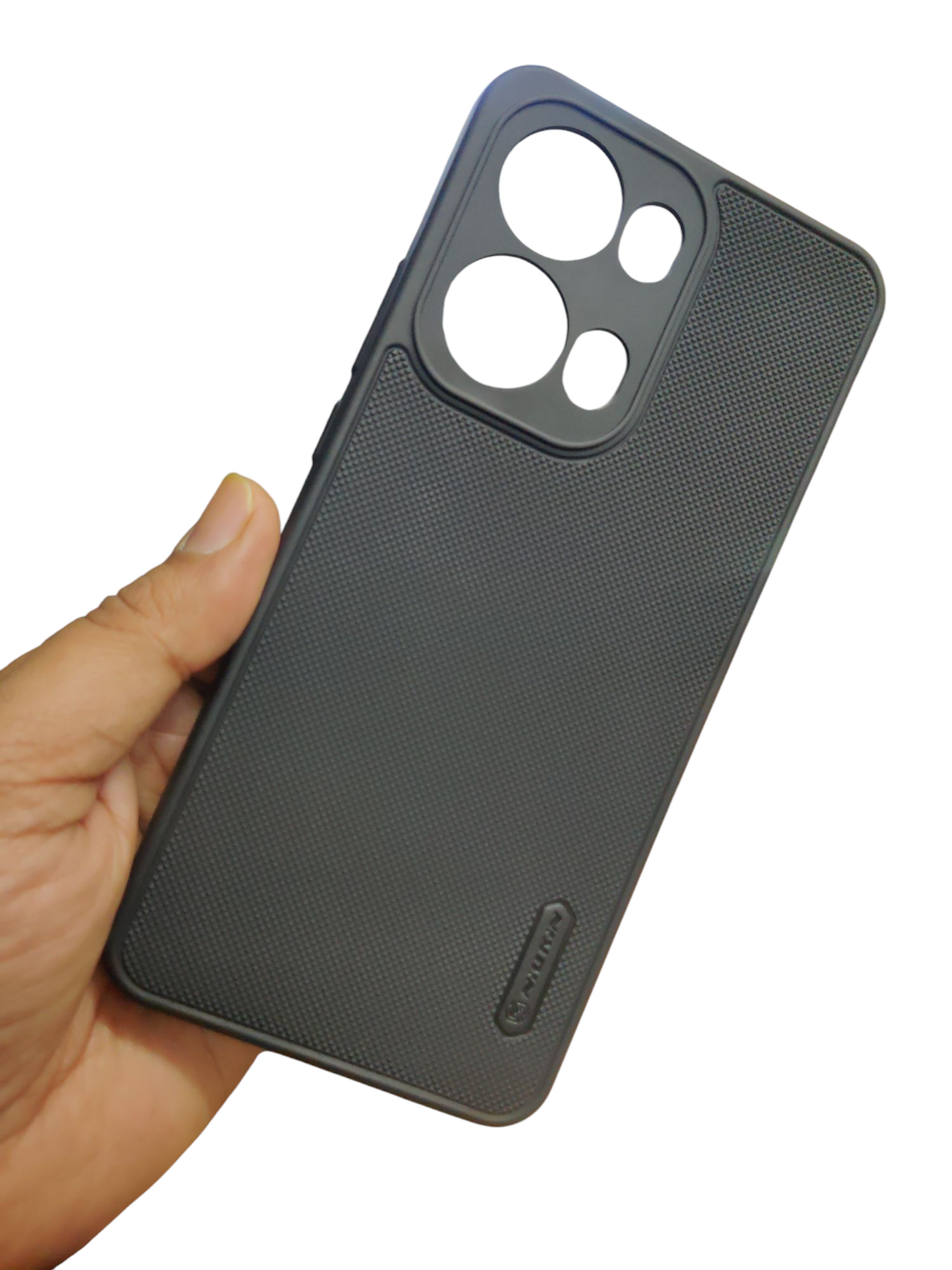 Oppo Reno 13 Pro 5G Premium Quality Silicon Soft Frosted Dotted Back Cover Case ( Black Color ) - Royal Star