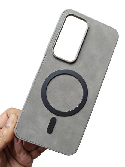 Oppo Reno 12 Pro 5G Magsafe Premium Quality Leather ( Side Soft, Back Hard ) Back Cover Case - Royal Star