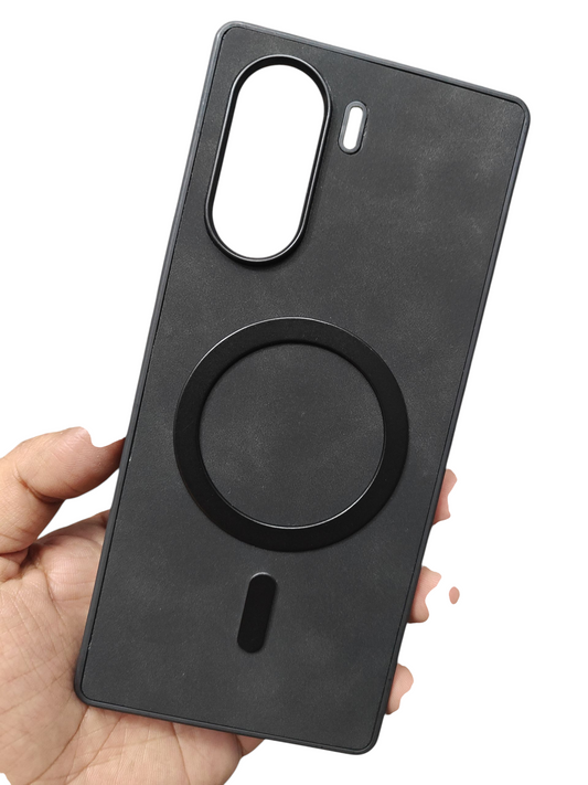Vivo V29E 5G Magsafe Premium Quality Leather ( Side Soft, Back Hard ) Back Cover Case