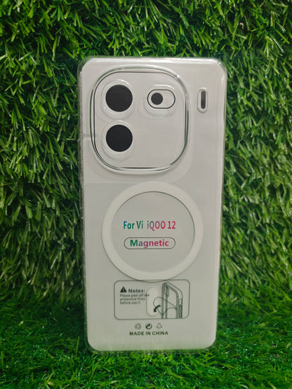 iQOO 12 5G Anti Yellow Premium Quality Magsafe Crystal Clear Hard Plastic Back Cover Case