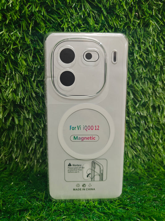 iQOO 12 5G Anti Yellow Premium Quality Magsafe Crystal Clear Hard Plastic Back Cover Case