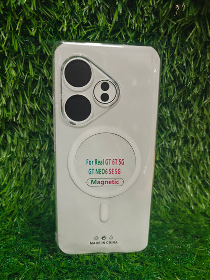 Realme GT 6 / Realme GT 6T Anti Yellow Premium Quality Magsafe Crystal Clear Hard Plastic Back Cover Case