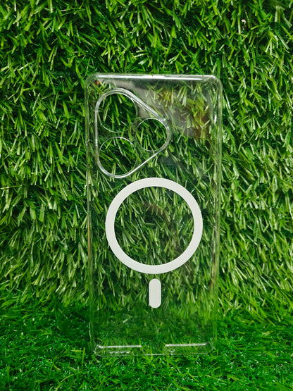 Realme GT 6 / Realme GT 6T Anti Yellow Premium Quality Magsafe Crystal Clear Hard Plastic Back Cover Case