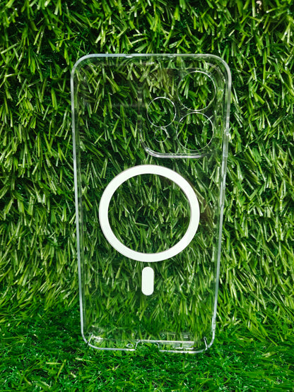 Oppo Reno 15 5G Anti Yellow Premium Quality Magsafe Crystal Clear Hard Plastic Back Cover Case