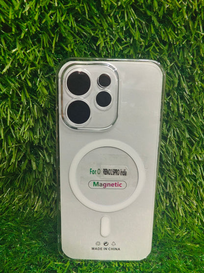 Oppo Reno 15 Pro 5G Anti Yellow Premium Quality Magsafe Crystal Clear Hard Plastic Back Cover Case