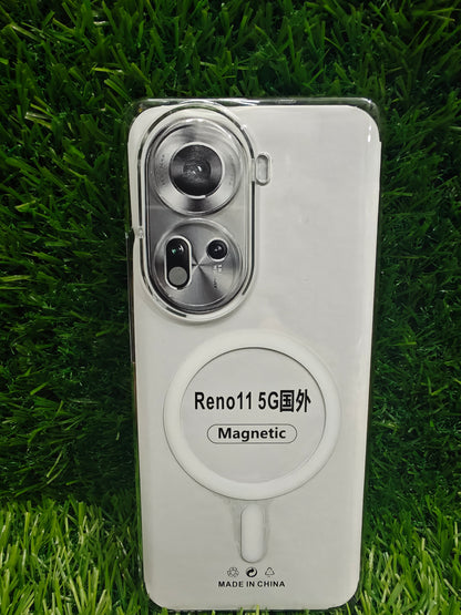 Oppo Reno 11 5G Anti Yellow Premium Quality Magsafe Crystal Clear Hard Plastic Back Cover Case - Royal Star