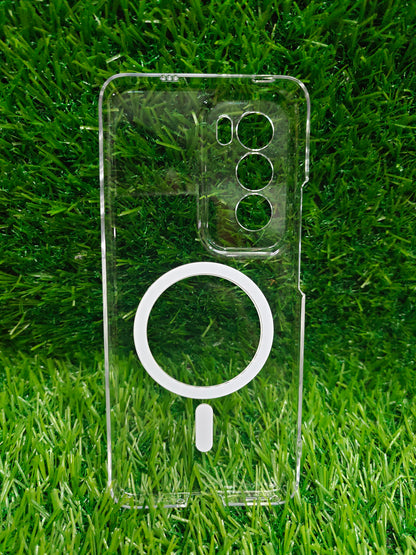 Oppo Reno 12 5G Anti Yellow Premium Quality Magsafe Crystal Clear Hard Plastic Back Cover Case - Royal Star