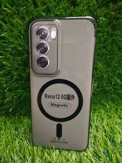 Oppo Reno 12 5G Anti Yellow Premium Quality Magsafe Crystal Clear Hard Plastic Back Cover Case - Royal Star