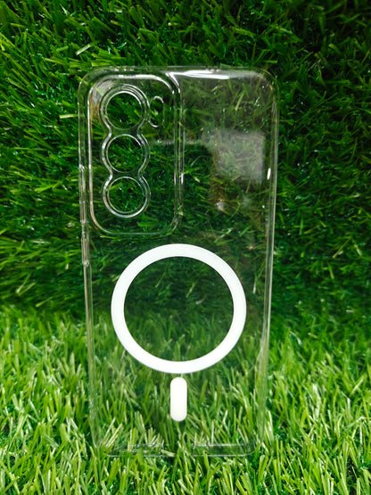 Oppo Reno 12 Pro 5G Anti Yellow Premium Quality Magsafe Crystal Clear Hard Plastic Back Cover Case - Royal Star