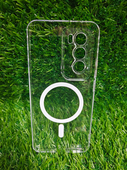 Oppo Reno 12 Pro 5G Anti Yellow Premium Quality Magsafe Crystal Clear Hard Plastic Back Cover Case - Royal Star