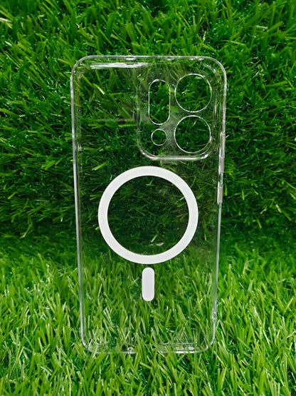 Oppo Reno 14 5G Anti Yellow Premium Quality Magsafe Crystal Clear Hard Plastic Back Cover Case - Royal Star