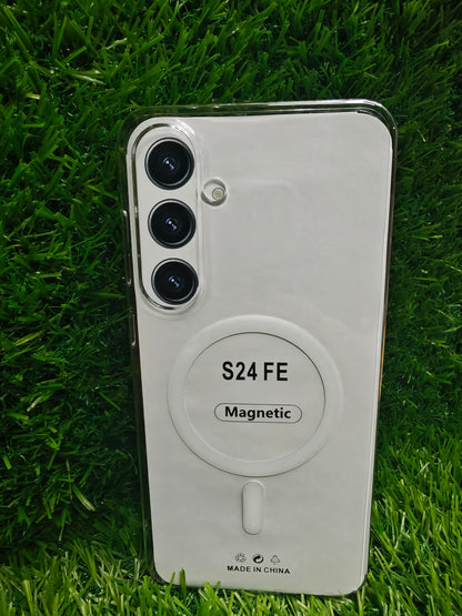 Samsung Galaxy S24 FE / S24FE 5G Anti Yellow Premium Quality Magsafe Crystal Clear Hard Plastic Back Cover Case