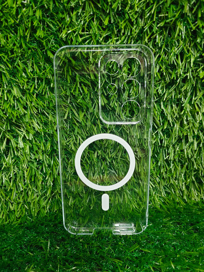 Realme 15x / Realme C85 / Realme Narzo 90x (5G) Anti Yellow Premium Quality Magsafe Crystal Clear Hard Plastic Back Cover Case