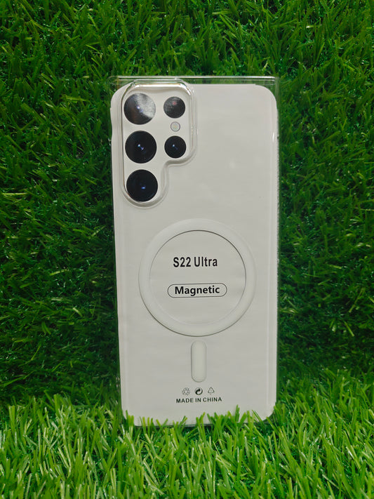 Samsung Galaxy S22 Ultra 5G Anti Yellow Premium Quality Magsafe Crystal Clear Hard Plastic Back Cover Case - Royal Star