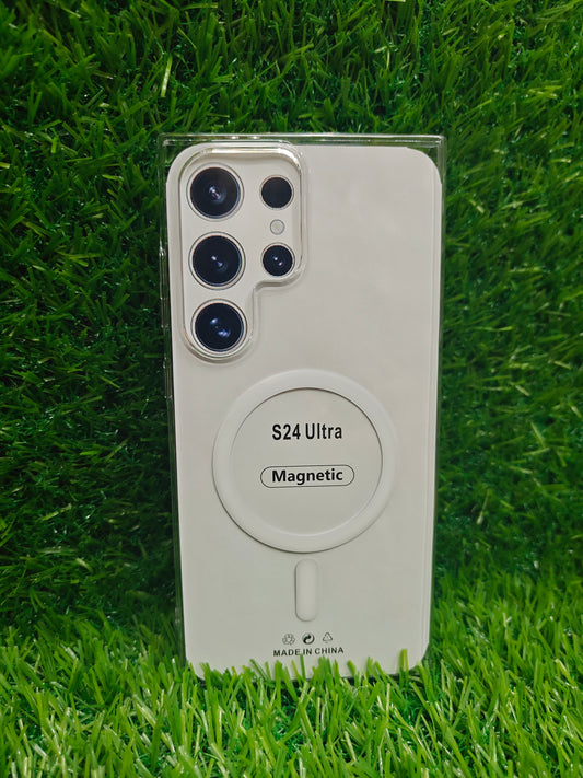 Samsung Galaxy S24 Ultra 5G Anti Yellow Premium Quality Magsafe Crystal Clear Hard Plastic Back Cover Case