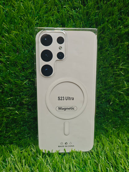 Samsung Galaxy S23 Ultra 5G Anti Yellow Premium Quality Magsafe Crystal Clear Hard Plastic Back Cover Case