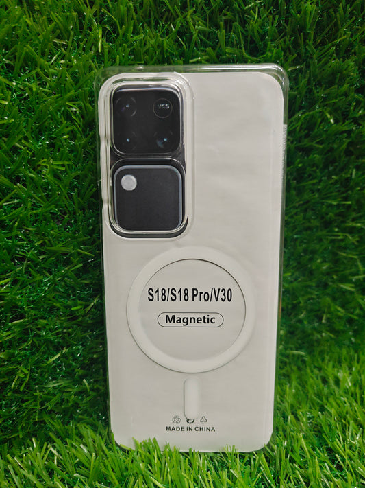 Vivo V30 / Vivo V30 Pro 5G Anti Yellow Premium Quality Magsafe Crystal Clear Hard Plastic Back Cover Case - Royal Star