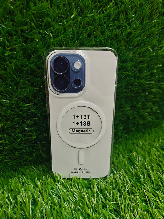 OnePlus 13s 5G / OnePlus 13T 5G Anti Yellow Premium Quality Magsafe Crystal Clear Hard Plastic Back Cover Case - Royal Star