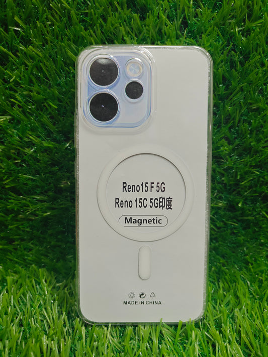 Oppo Reno 15C 5G Anti Yellow Premium Quality Magsafe Crystal Clear Hard Plastic Back Cover Case