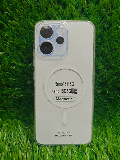 Oppo Reno 15C 5G Anti Yellow Premium Quality Magsafe Crystal Clear Hard Plastic Back Cover Case