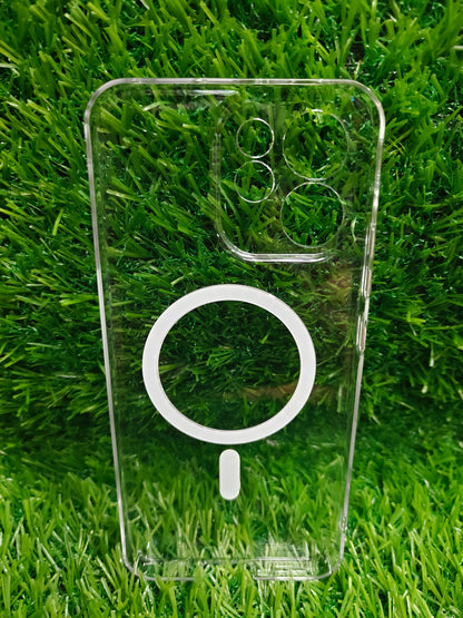 Oppo Reno 15C 5G Anti Yellow Premium Quality Magsafe Crystal Clear Hard Plastic Back Cover Case