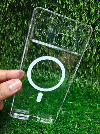 Google Pixel 7 5G Anti Yellow Premium Magsafe Crystal Clear Hard Plastic Back Cover Case