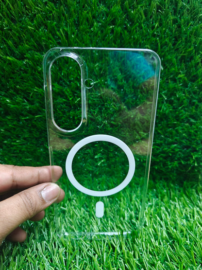 Samsung Galaxy M56 / F56 5G 5G Anti Yellow Premium Magsafe Crystal Clear Hard Plastic Back Cover Case