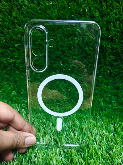Samsung Galaxy M36 / F36 5G Anti Yellow Premium Magsafe Crystal Clear Hard Plastic Back Cover Case
