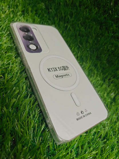 Oppo K13x 5G Anti Yellow Premium Magsafe Crystal Clear Hard Plastic Back Cover Case