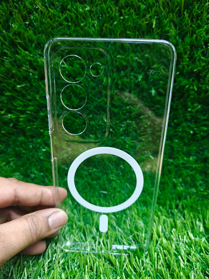Oppo K13x 5G Anti Yellow Premium Magsafe Crystal Clear Hard Plastic Back Cover Case