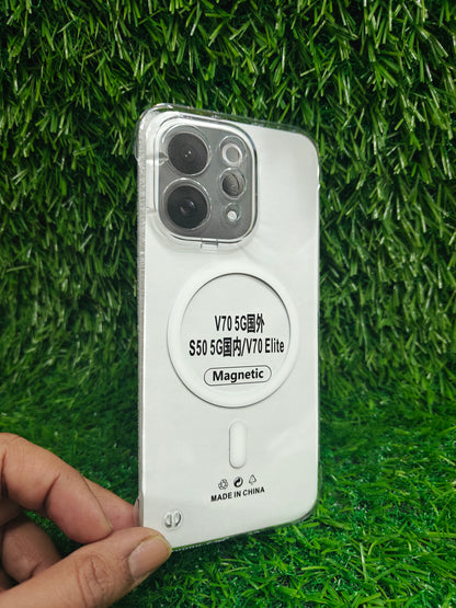 Vivo V70 / V70 Elite 5G Side Frameless Anti Yellow Premium Magsafe Crystal Clear Hard Plastic Back Cover Case