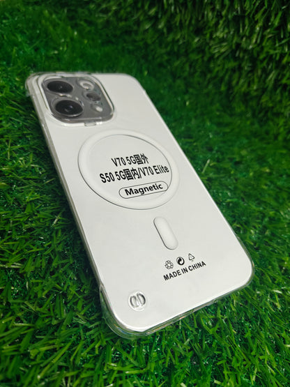 Vivo V70 / V70 Elite 5G Side Frameless Anti Yellow Premium Magsafe Crystal Clear Hard Plastic Back Cover Case