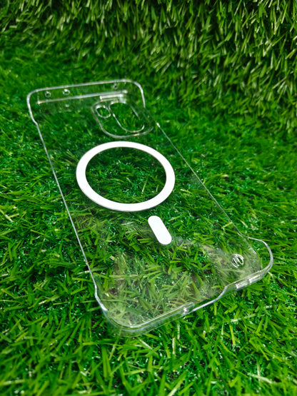 OnePlus 15R 5G Side Frameless Anti Yellow Premium Magsafe Crystal Clear Hard Plastic Back Cover Case
