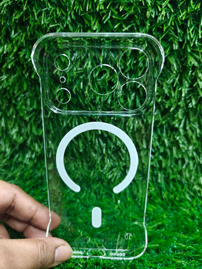 Apple iPhone 17 Pro Side Frameless Anti Yellow Premium Magsafe Crystal Clear Hard Plastic Back Cover Case