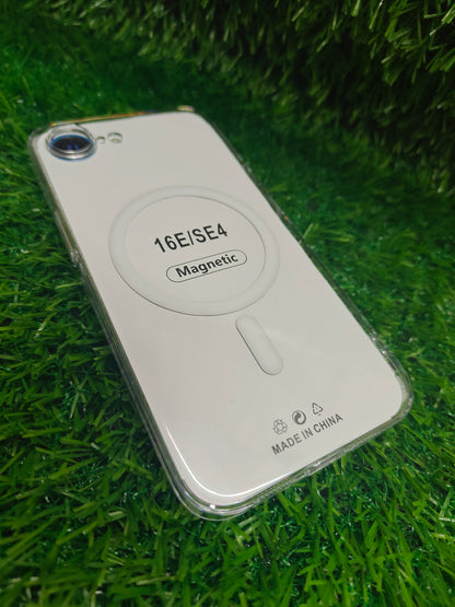 Apple iPhone 16E / iPhone 17E Anti Yellow Premium Quality Magsafe Crystal Clear Hard Plastic Back Cover Case