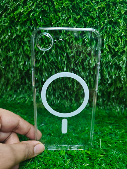 Apple iPhone 16E / iPhone 17E Anti Yellow Premium Quality Magsafe Crystal Clear Hard Plastic Back Cover Case