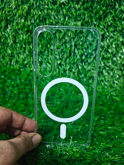 Samsung Galaxy S24 5G & S25 5G Anti Yellow Premium Quality Magsafe Crystal Clear Hard Plastic Back Cover Case
