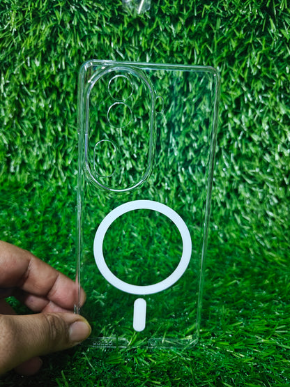 Oppo Reno 11 Pro 5G Anti Yellow Premium Quality Magsafe Crystal Clear Hard Plastic Back Cover Case