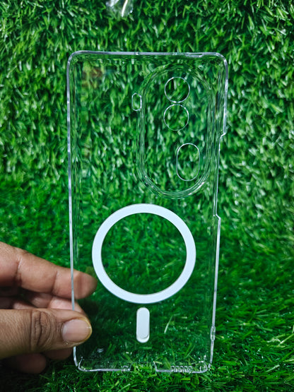 Oppo Reno 11 Pro 5G Anti Yellow Premium Quality Magsafe Crystal Clear Hard Plastic Back Cover Case