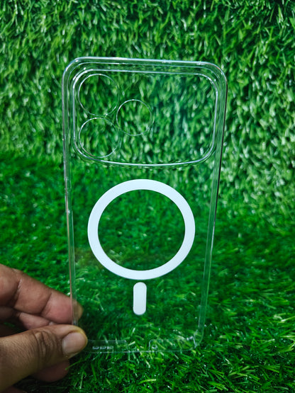 Oppo F33 Pro 5G Anti Yellow Premium Magsafe Crystal Clear Hard Plastic Back Cover Case