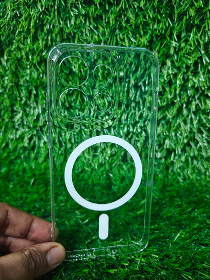 Oppo Reno 16C 5G / Oppo Reno16C 5G Anti Yellow Premium Quality Magsafe Crystal Clear Hard Plastic Back Cover Case